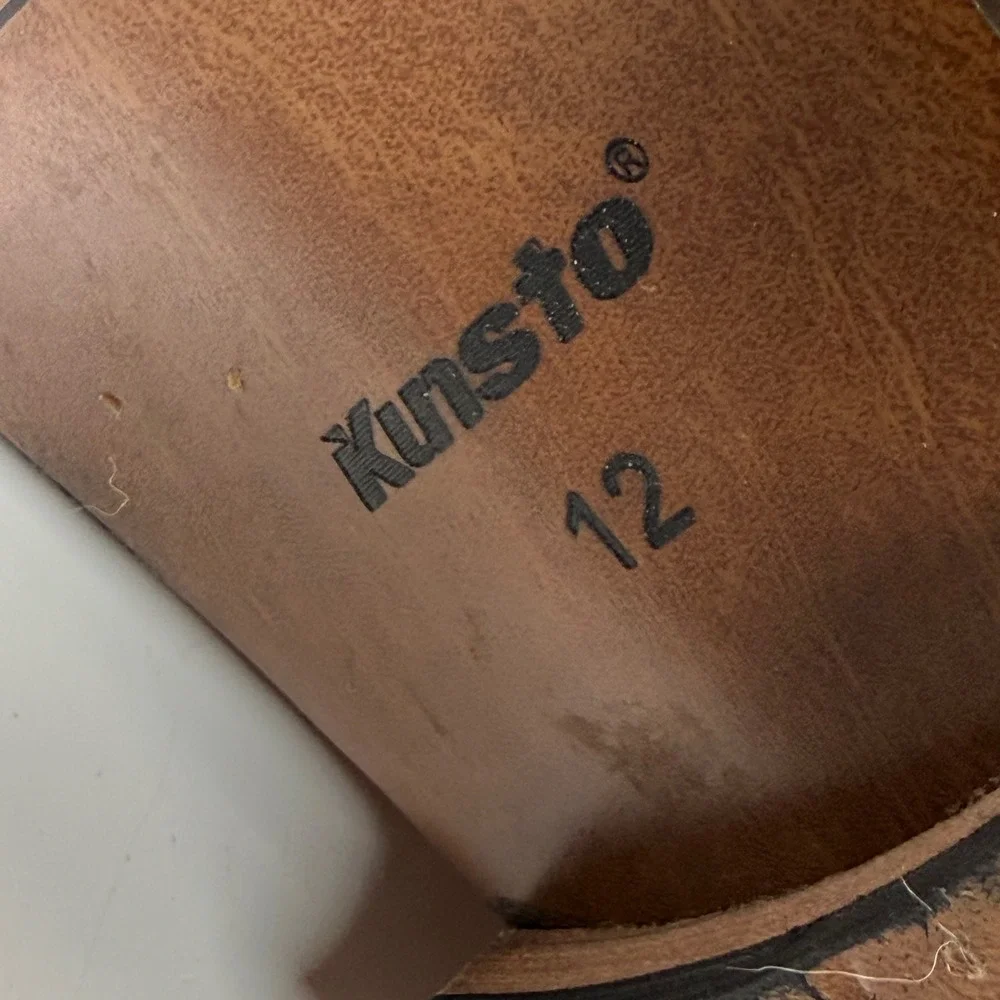 Kunsto Men Light Brown Leather Cap Toe Lace Up Side Zip Ankle Boots 12 SN4954-01